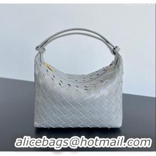 Low Cost Bottega Veneta Mini Wallace Shoulder Bag in Intrecciato Soft Calfskin Leather 754443 Silver Grey 2025