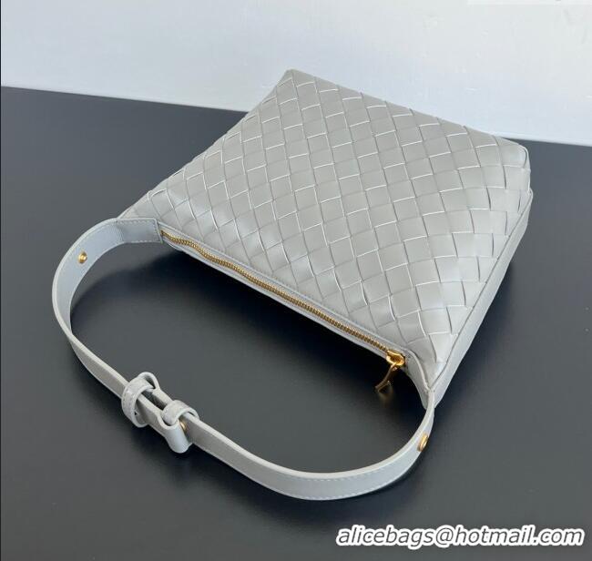 Low Cost Bottega Veneta Mini Wallace Shoulder Bag in Intrecciato Soft Calfskin Leather 754443 Silver Grey 2025