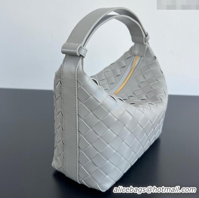 Low Cost Bottega Veneta Mini Wallace Shoulder Bag in Intrecciato Soft Calfskin Leather 754443 Silver Grey 2025