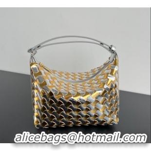 Good Quality Bottega Veneta Mini Wallace Shoulder Bag in Intrecciato Soft Calfskin Leather 754443 Silver/Gold 2025