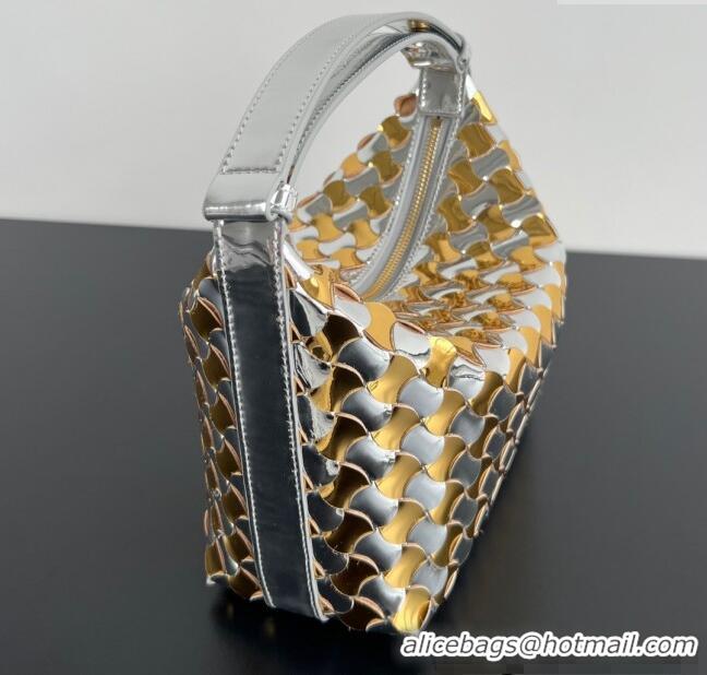 Good Quality Bottega Veneta Mini Wallace Shoulder Bag in Intrecciato Soft Calfskin Leather 754443 Silver/Gold 2025