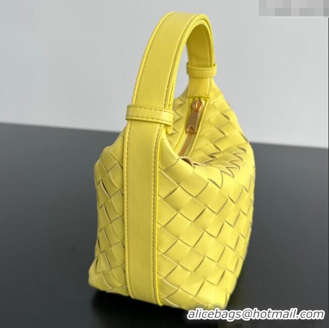 Cheapest Bottega Veneta Baby Wallace Shoulder Bag in Intrecciato Soft Calfskin Leather 776781 Yellow 2025