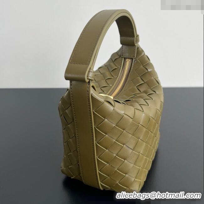 Sophisticated Bottega Veneta Baby Wallace Shoulder Bag in Intrecciato Soft Calfskin Leather 776781 Khaki Green 2025