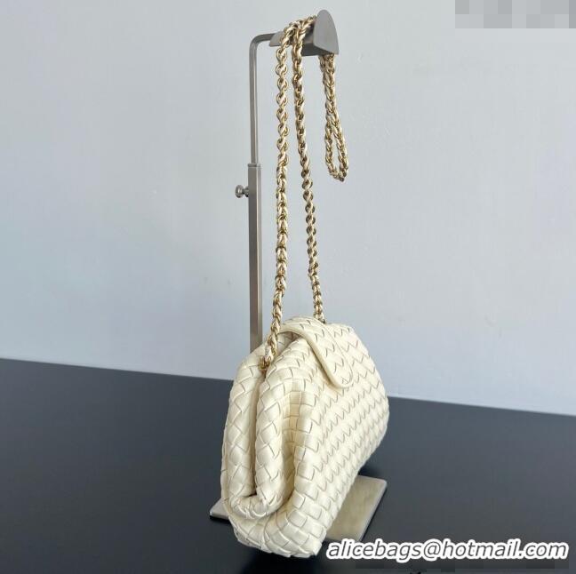 Buy Discount Bottega Veneta Small Lauren 1980 Chain Bag in Padded Intrecciato Leather 804038 Cream White 2025