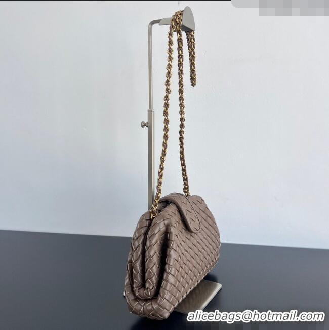 New Design Bottega Veneta Small Lauren 1980 Chain Bag in Padded Intrecciato Leather 804038 Chocolate 2025