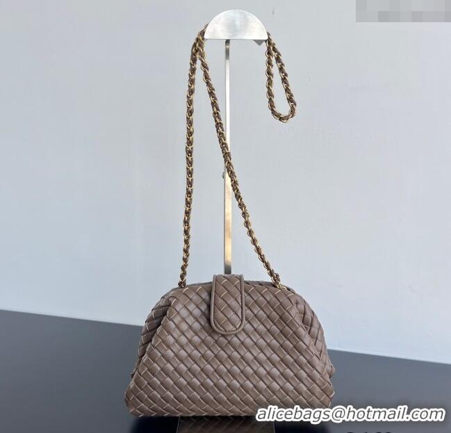 New Design Bottega Veneta Small Lauren 1980 Chain Bag in Padded Intrecciato Leather 804038 Chocolate 2025