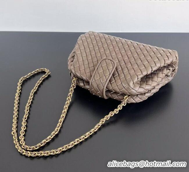 New Design Bottega Veneta Small Lauren 1980 Chain Bag in Padded Intrecciato Leather 804038 Chocolate 2025