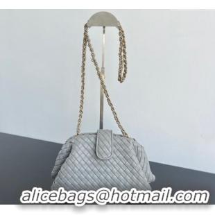 New Fashion Bottega Veneta Small Lauren 1980 Chain Bag in Padded Intrecciato Leather 804038 Silver Grey 2025