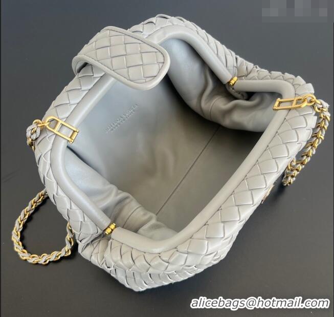 New Fashion Bottega Veneta Small Lauren 1980 Chain Bag in Padded Intrecciato Leather 804038 Silver Grey 2025