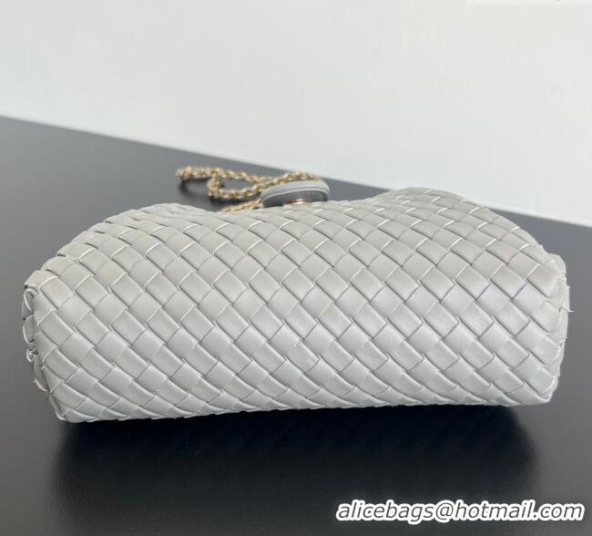 New Fashion Bottega Veneta Small Lauren 1980 Chain Bag in Padded Intrecciato Leather 804038 Silver Grey 2025