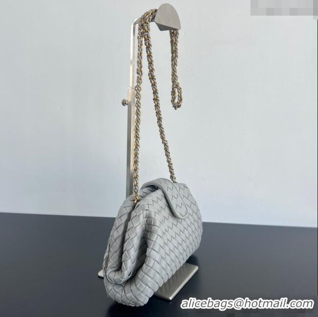 New Fashion Bottega Veneta Small Lauren 1980 Chain Bag in Padded Intrecciato Leather 804038 Silver Grey 2025