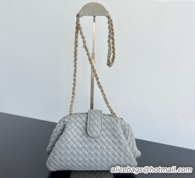 New Fashion Bottega Veneta Small Lauren 1980 Chain Bag in Padded Intrecciato Leather 804038 Silver Grey 2025