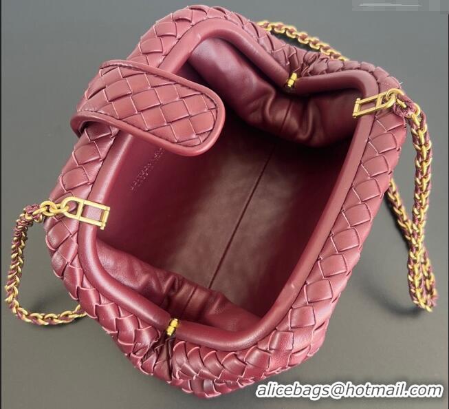 Best Price Bottega Veneta Small Lauren 1980 Chain Bag in Padded Intrecciato Leather 804038 Barolo Red 2025