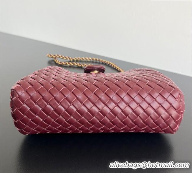 Best Price Bottega Veneta Small Lauren 1980 Chain Bag in Padded Intrecciato Leather 804038 Barolo Red 2025