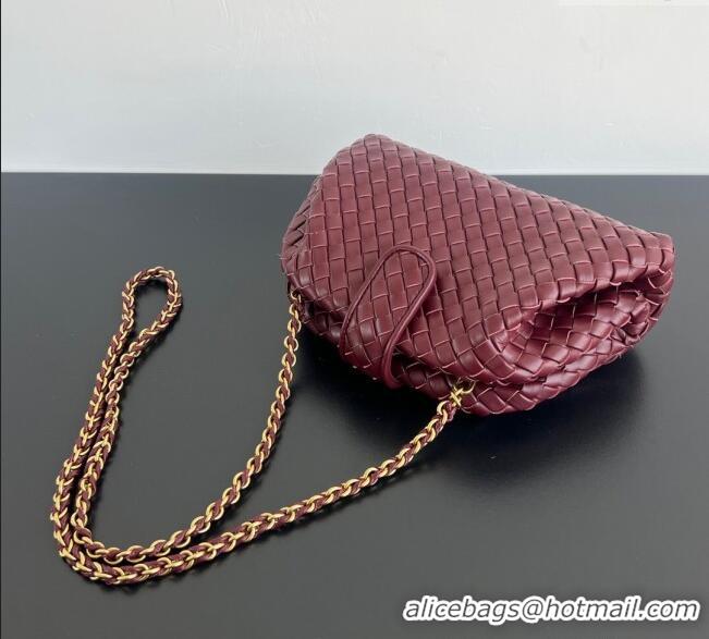 Best Price Bottega Veneta Small Lauren 1980 Chain Bag in Padded Intrecciato Leather 804038 Barolo Red 2025