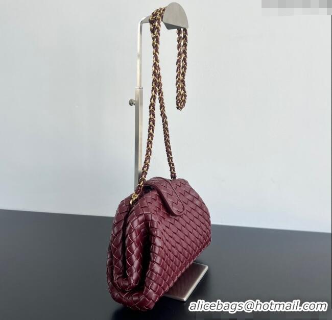 Best Price Bottega Veneta Small Lauren 1980 Chain Bag in Padded Intrecciato Leather 804038 Barolo Red 2025