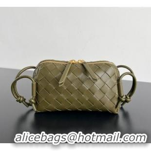 Inexpensive Bottega Veneta Intrecciato Leather Concert Pouch Mini bag 794258 Khaki Green 2025