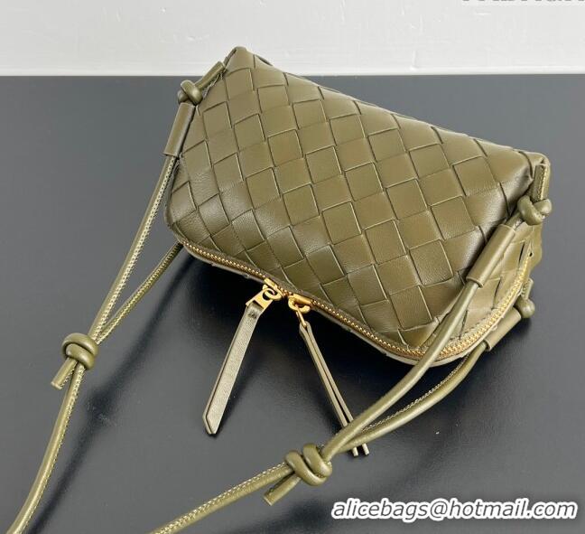 Inexpensive Bottega Veneta Intrecciato Leather Concert Pouch Mini bag 794258 Khaki Green 2025