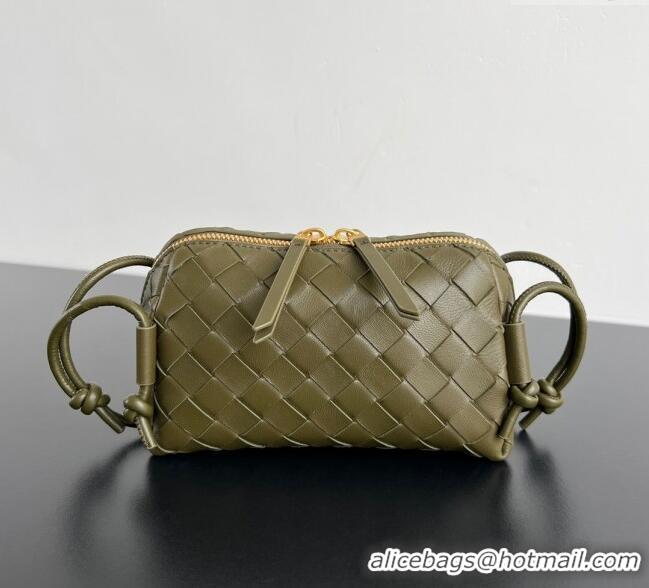 Inexpensive Bottega Veneta Intrecciato Leather Concert Pouch Mini bag 794258 Khaki Green 2025