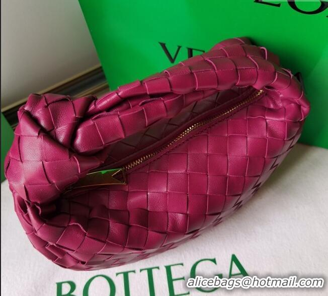 Most Popular Bottega Veneta Mini Jodie Hobo Bag in Intrecciato Lambskin 651876 Dark Pink 2025