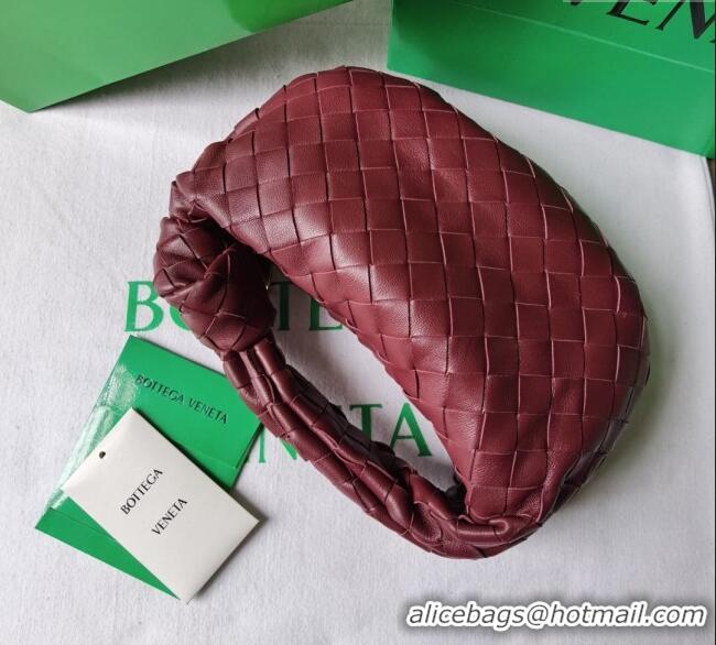 Buy Discount Bottega Veneta Mini Jodie Hobo Bag in Intrecciato Lambskin 651876 Dark Burgundy 2025