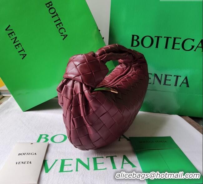 Buy Discount Bottega Veneta Mini Jodie Hobo Bag in Intrecciato Lambskin 651876 Dark Burgundy 2025