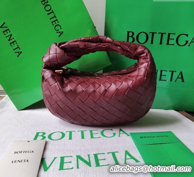 Buy Discount Bottega Veneta Mini Jodie Hobo Bag in Intrecciato Lambskin 651876 Dark Burgundy 2025