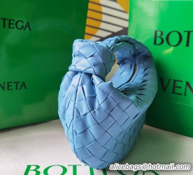 Cheapest Bottega Veneta Mini Jodie Hobo Bag in Intrecciato Lambskin 651876 Hurricane Blue 2025