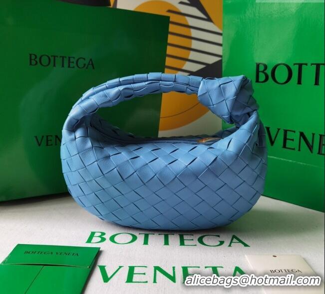 Cheapest Bottega Veneta Mini Jodie Hobo Bag in Intrecciato Lambskin 651876 Hurricane Blue 2025