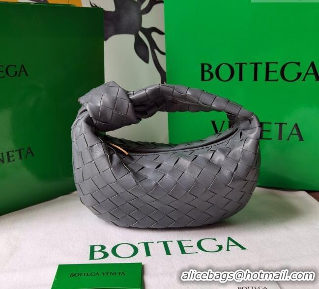 Luxurious Bottega Veneta Mini Jodie Hobo Bag in Intrecciato Lambskin 651876 Dark Grey 2025