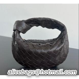 Top Grade Bottega Veneta Mini Jodie Hobo Bag in Intrecciato Lambskin 651876 Chocolate Brown 2025