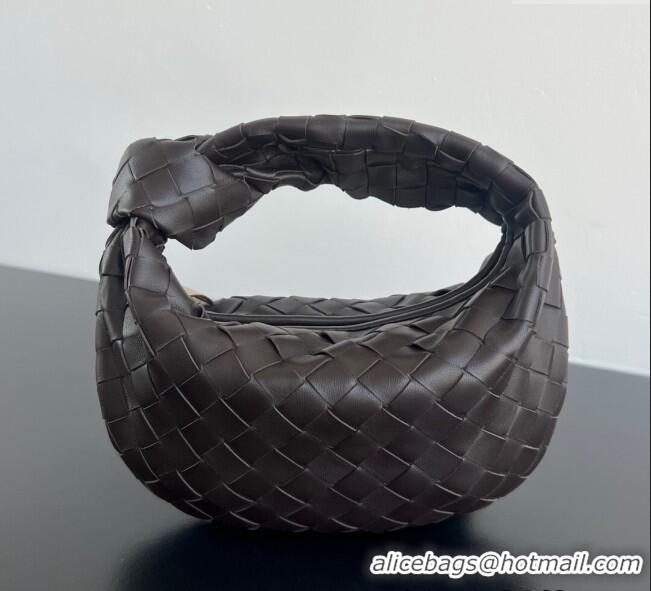 Top Grade Bottega Veneta Mini Jodie Hobo Bag in Intrecciato Lambskin 651876 Chocolate Brown 2025