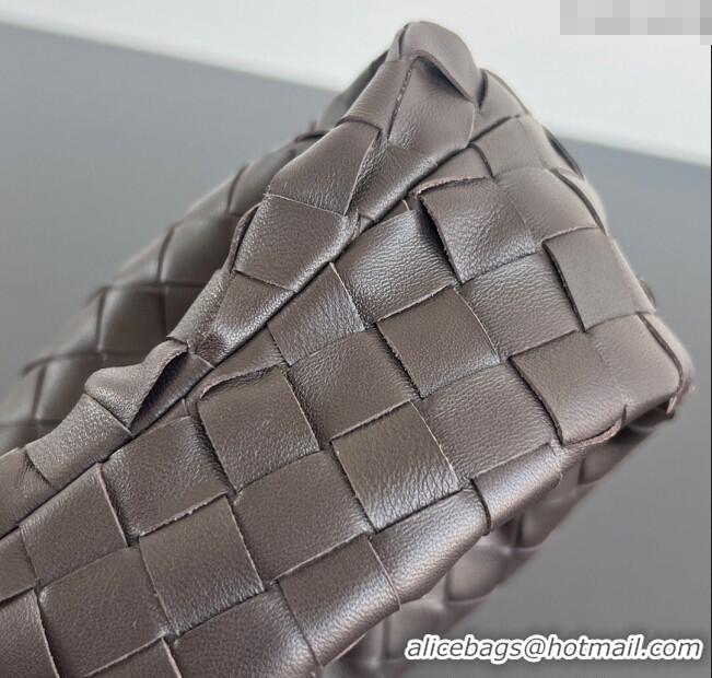 Top Grade Bottega Veneta Mini Jodie Hobo Bag in Intrecciato Lambskin 651876 Chocolate Brown 2025