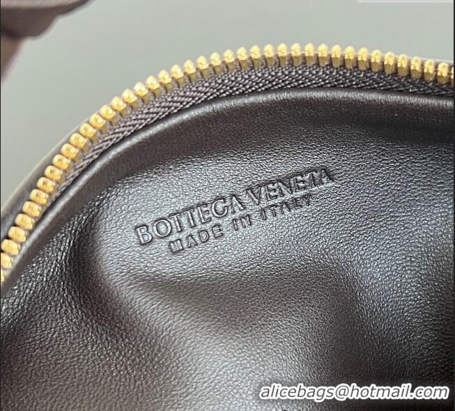 Top Grade Bottega Veneta Mini Jodie Hobo Bag in Intrecciato Lambskin 651876 Chocolate Brown 2025