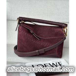 Well Crafted Loewe Small Puzzle bag in Embossed suede and calfskin 9092 Dark Purple 2025