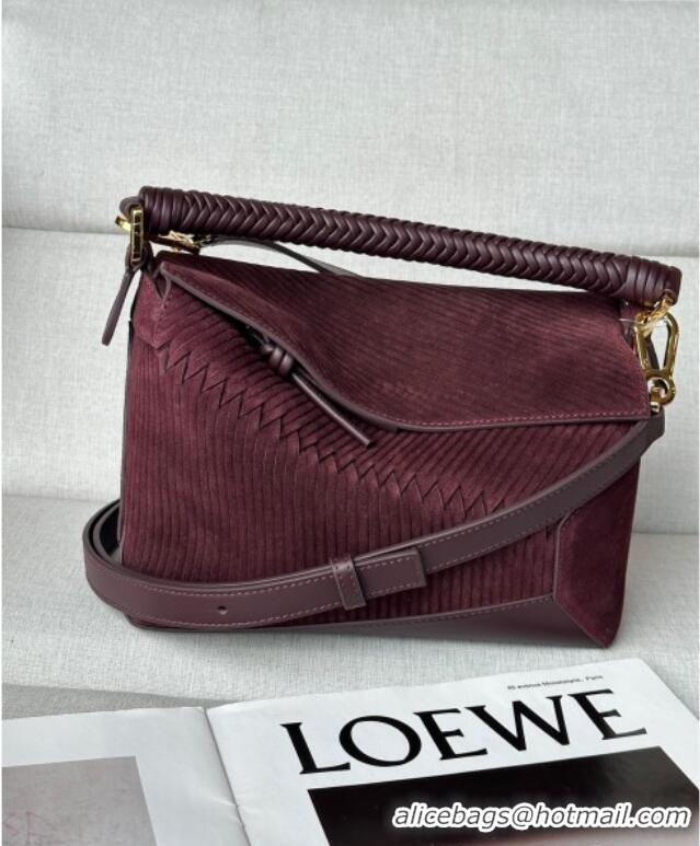 Well Crafted Loewe Small Puzzle bag in Embossed suede and calfskin 9092 Dark Purple 2025