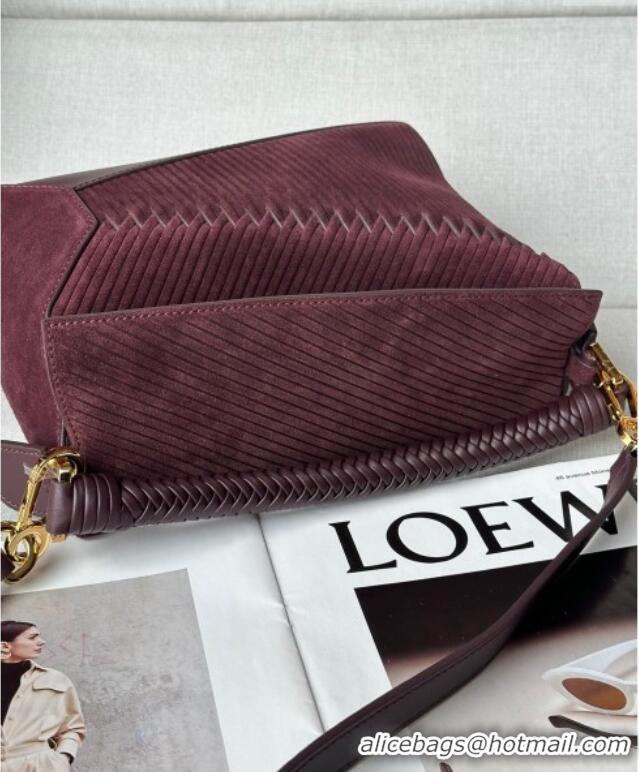 Well Crafted Loewe Small Puzzle bag in Embossed suede and calfskin 9092 Dark Purple 2025