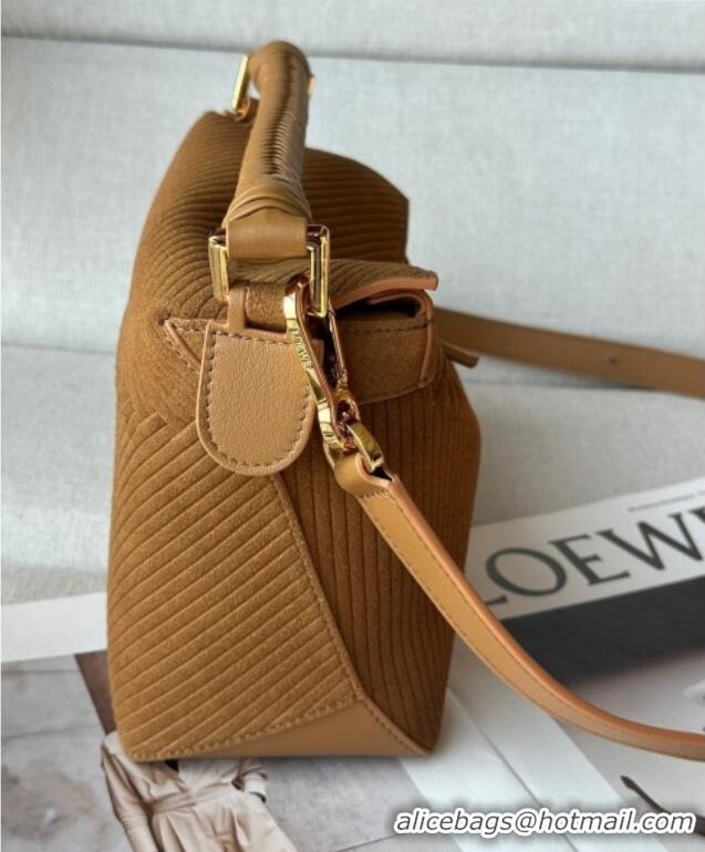 Classic Promotional Loewe Small Puzzle bag in Embossed suede and calfskin 062324 Tobacco Brown 2025