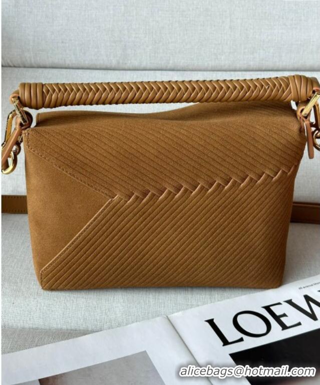 Classic Promotional Loewe Small Puzzle bag in Embossed suede and calfskin 062324 Tobacco Brown 2025