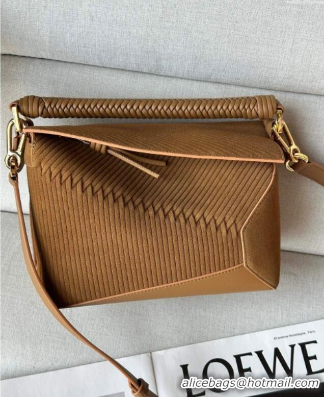 Classic Promotional Loewe Small Puzzle bag in Embossed suede and calfskin 062324 Tobacco Brown 2025