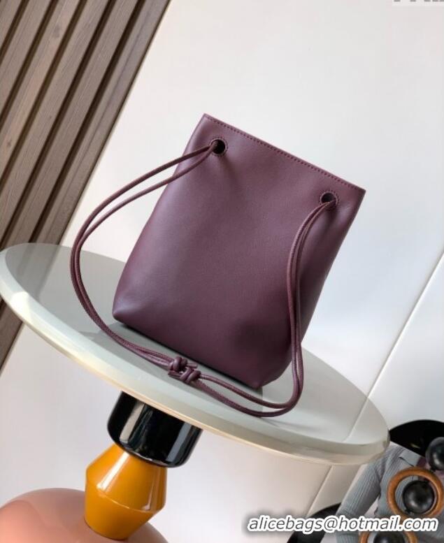 Top Grade Loewe Pebble pouch Mini Bag in smooth calfskin 9092 Dark Burgundy 2025