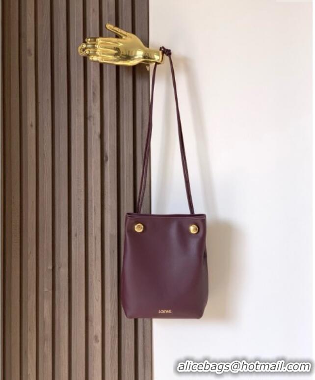 Top Grade Loewe Pebble pouch Mini Bag in smooth calfskin 9092 Dark Burgundy 2025