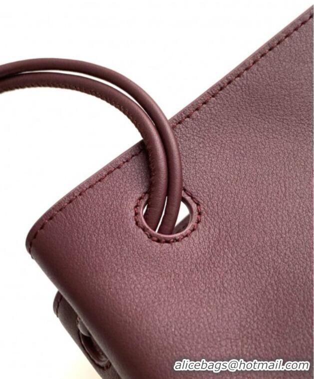 Top Grade Loewe Pebble pouch Mini Bag in smooth calfskin 9092 Dark Burgundy 2025