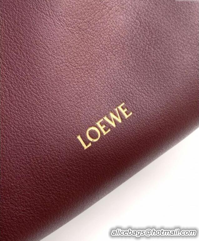 Top Grade Loewe Pebble pouch Mini Bag in smooth calfskin 9092 Dark Burgundy 2025