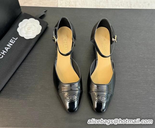 Good Looking Chanel Shiny Lambskin Mary Janes Pumps Black 0102073