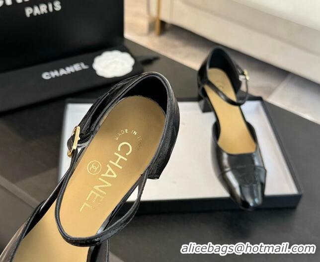 Good Looking Chanel Shiny Lambskin Mary Janes Pumps Black 0102073