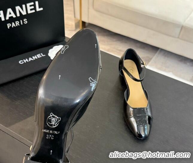 Good Looking Chanel Shiny Lambskin Mary Janes Pumps Black 0102073