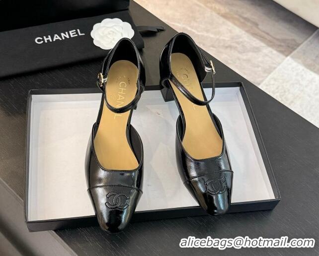 Good Looking Chanel Shiny Lambskin Mary Janes Pumps Black 0102073