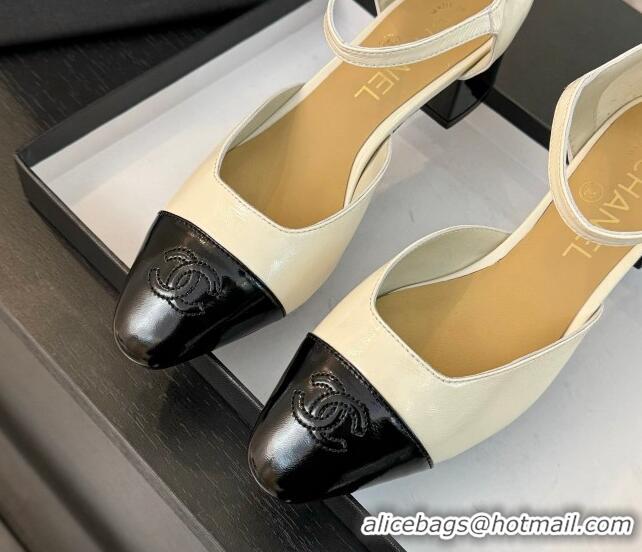 Buy Luxury Chanel Shiny Lambskin Mary Janes Pumps White 0102075