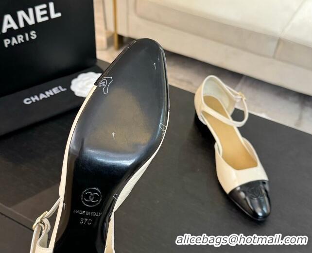 Buy Luxury Chanel Shiny Lambskin Mary Janes Pumps White 0102075